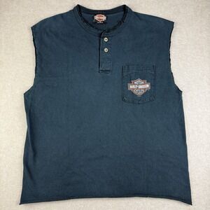 Vintage Harley-Davidson Shirt Mens L Black Pocket Logo Cut Off Muscle Tank USA